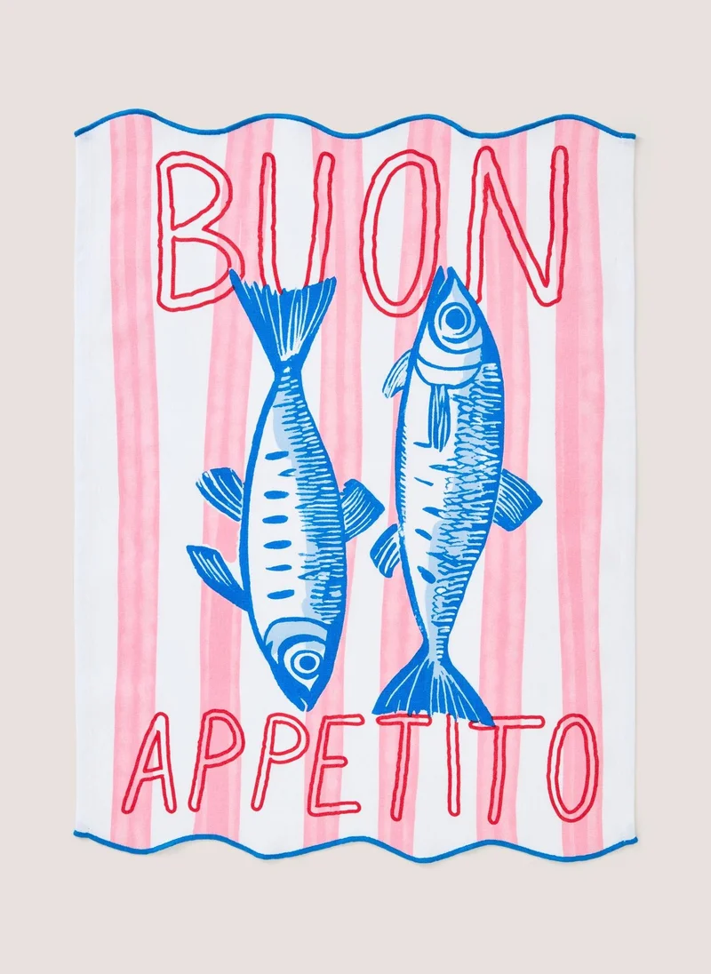 Matalan Sorrento Sardine Tea Towel Pink